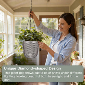 QCQHDU diamond-design 7.2-inch hanging pot changes color with light