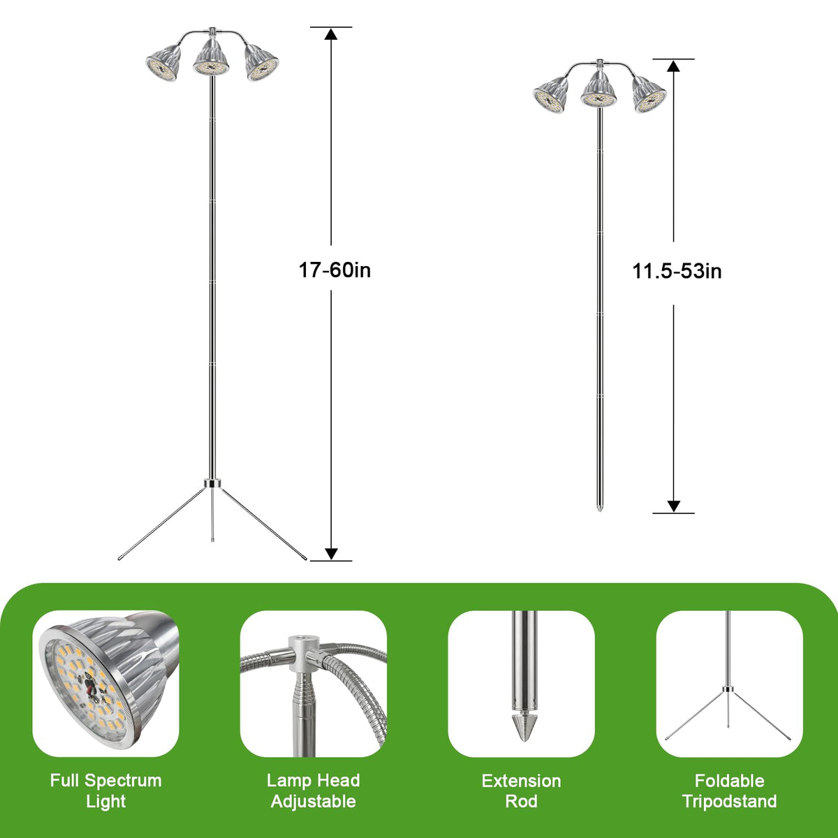 QCQHDU grow light with stake attachment for compact pot-side lighting.