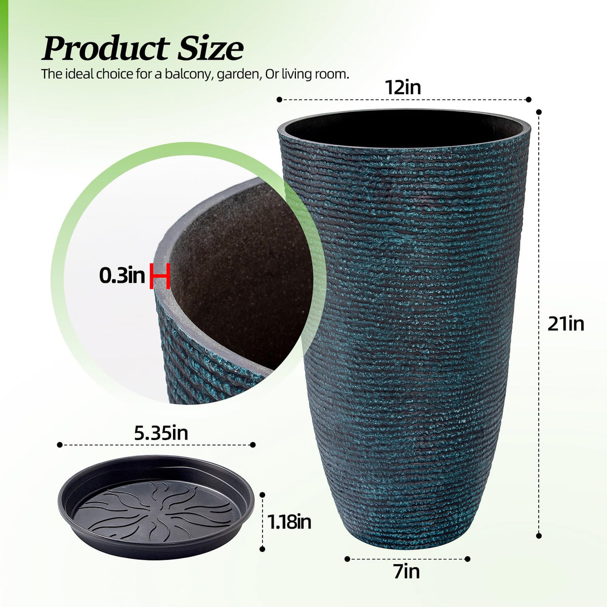 QCQHDU large planter set for indoors or patios and porches.