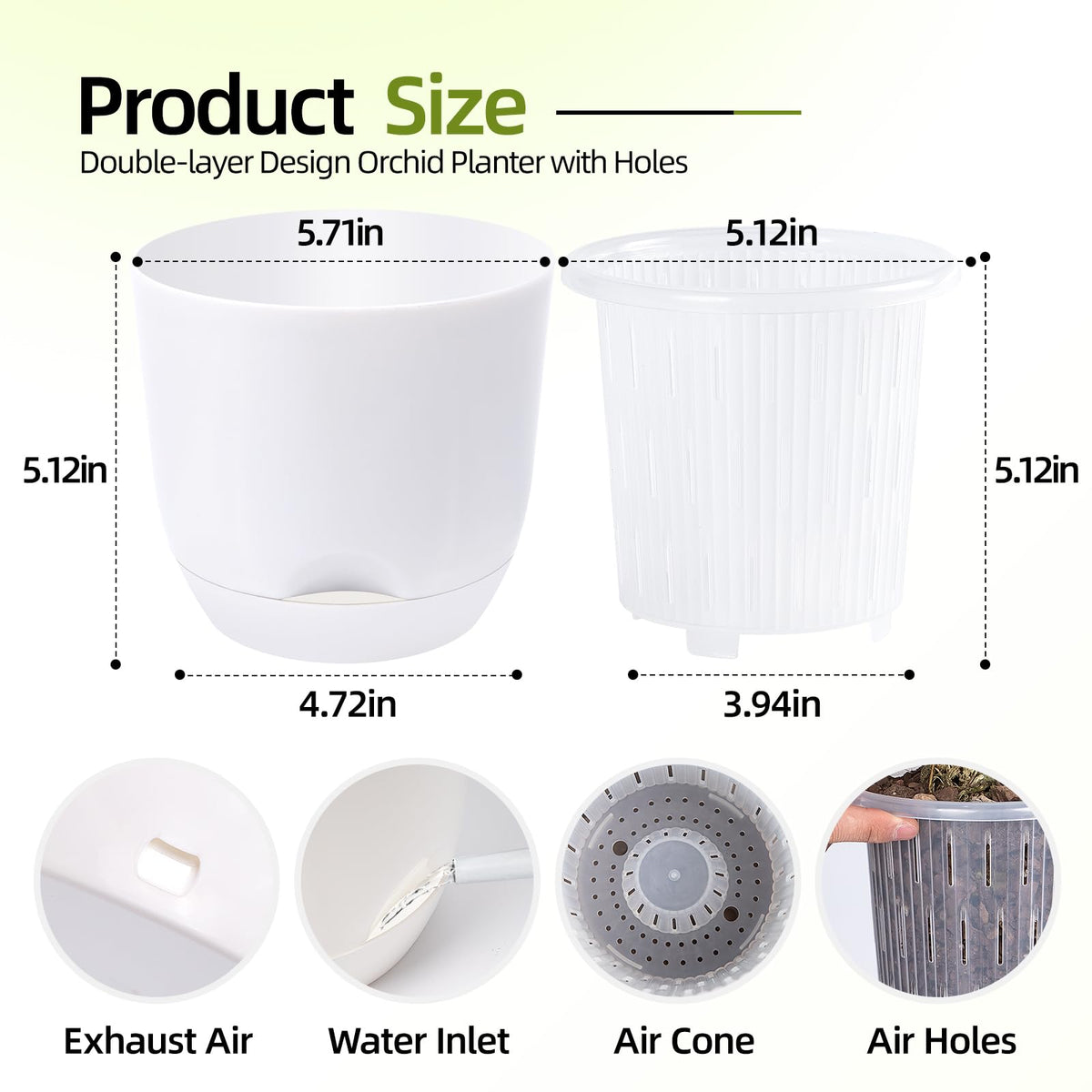 QCQHDU orchid pots with double-layer design for elegant display.