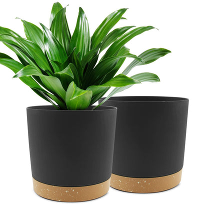 QCQHDU 10-inch plant pot front view with drainage holes, ideal for indoor greenery