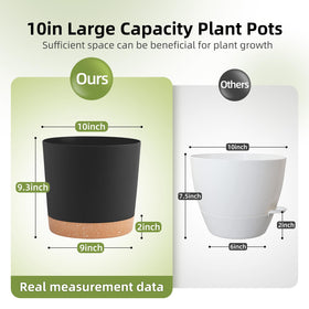 QCQHDU 10-inch plant pot side view shows sturdy plastic and matte finish