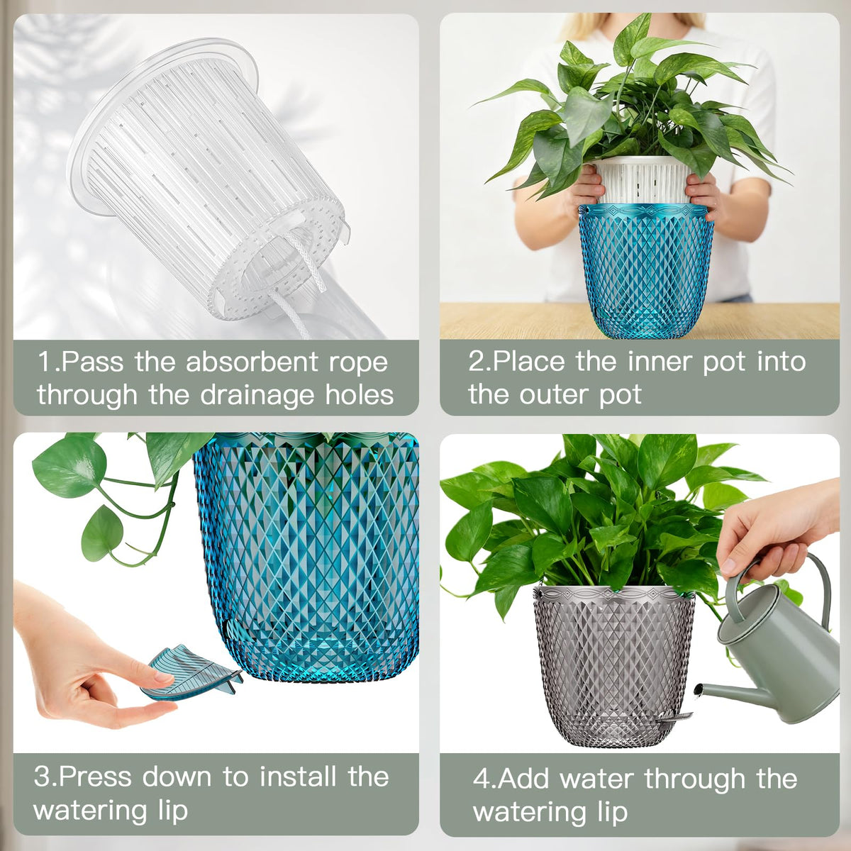 QCQHDU 2-pack Klein Blue pot set suits homes, offices, balconies.