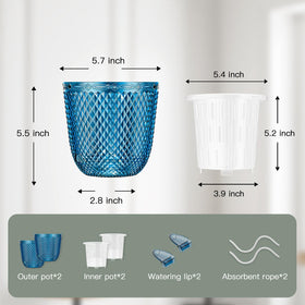 QCQHDU lightweight durable plastic self-watering pot for indoor and outdoor use.
