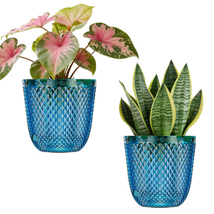 QCQHDU 2-pack self-watering pot outer 5.7-inch Klein Blue keeps soil moist when traveling.