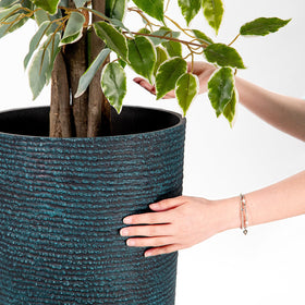 QCQHDU weatherproof blue planter for porch or garden use.