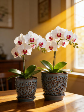 QCYBDGLOV blue orchid pot suitable for indoor and balcony displays.