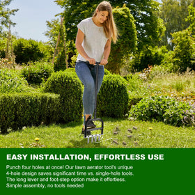 Qdreclod core aerator creates deep holes for better air and water reach.