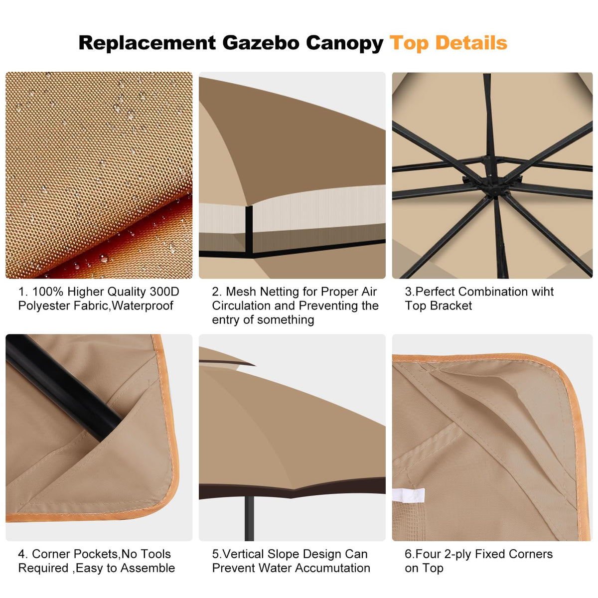 Qdreclod canopy corner fasteners enable quick, stable installation.