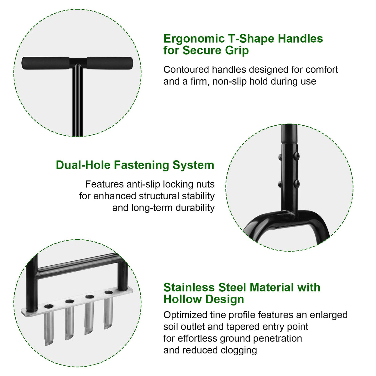 Qdreclod lawn aerator helps reduce compaction and thatch buildup.