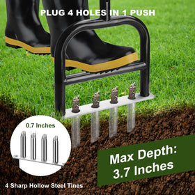 Qdreclod aerator with hollow tines for deeper, less-clogging aeration.