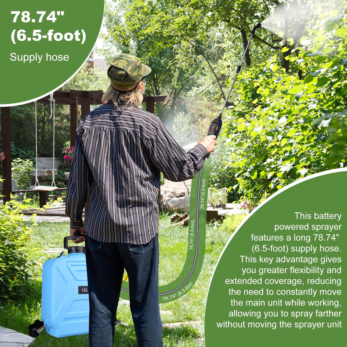 qdreclod sprayer 3.2-gallon reservoir balances capacity with mobility during yard work.