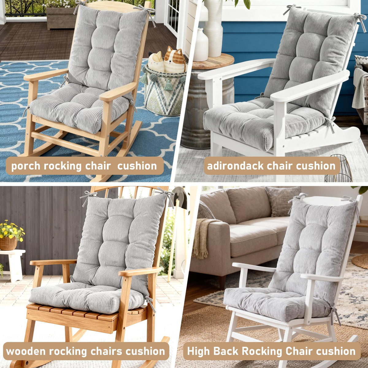 QemoraHome rocking chair back cushion supporting posture