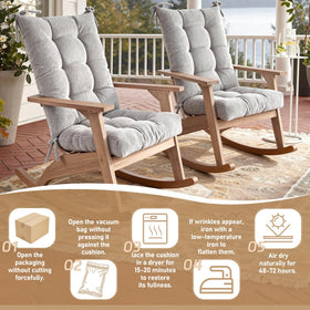 QemoraHome cushion with non-slip base stays secure while rocking