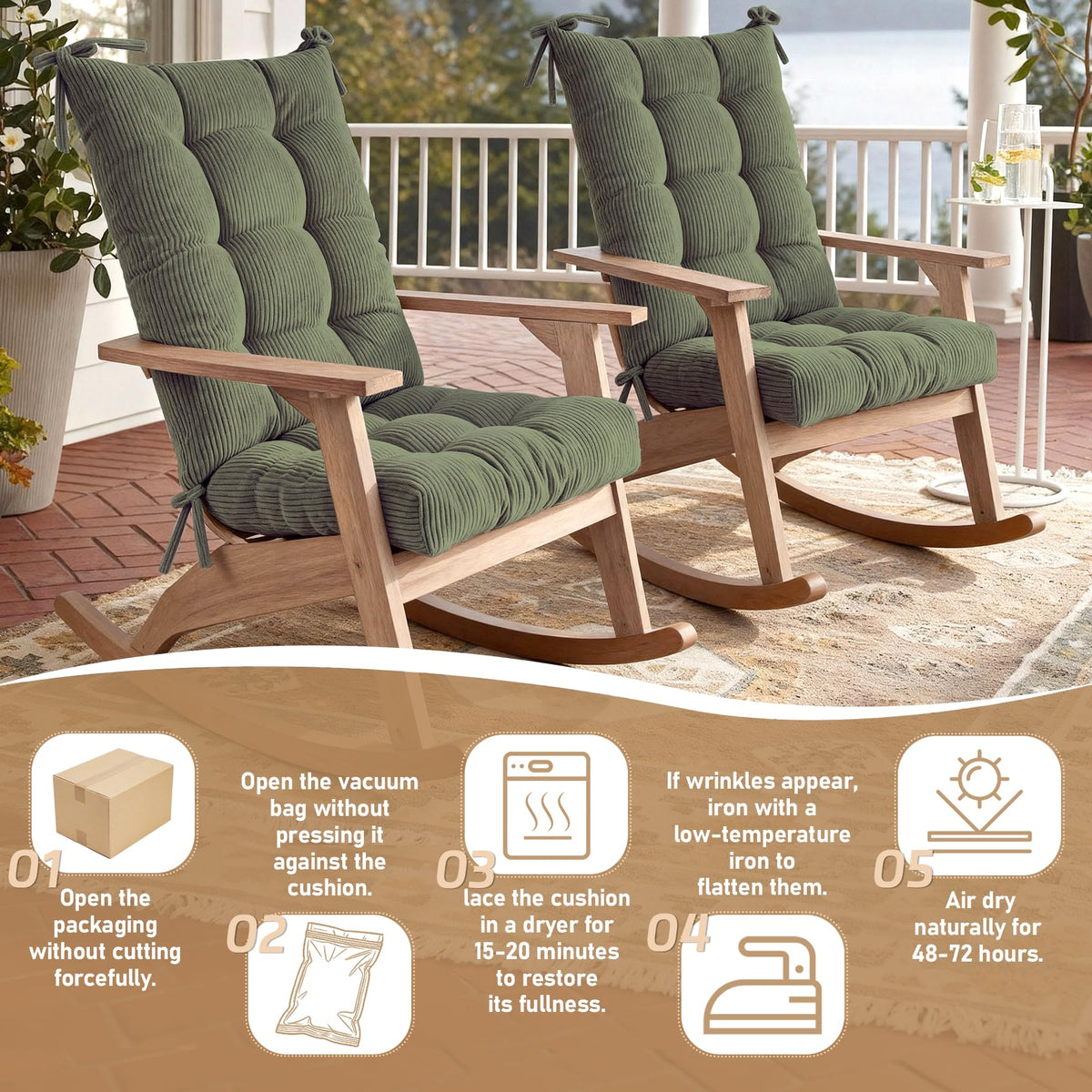 QemoraHome tufted cushion adds plush style and durable structure