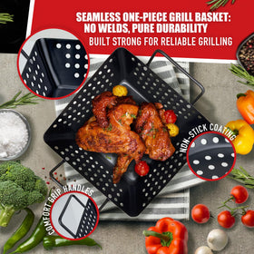Qetumst grill basket meat chunks ideal for quick sear and flip on grill