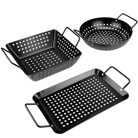 Qetumst small vegetable grill basket 3pc in action for easy veggie grilling on BBQ