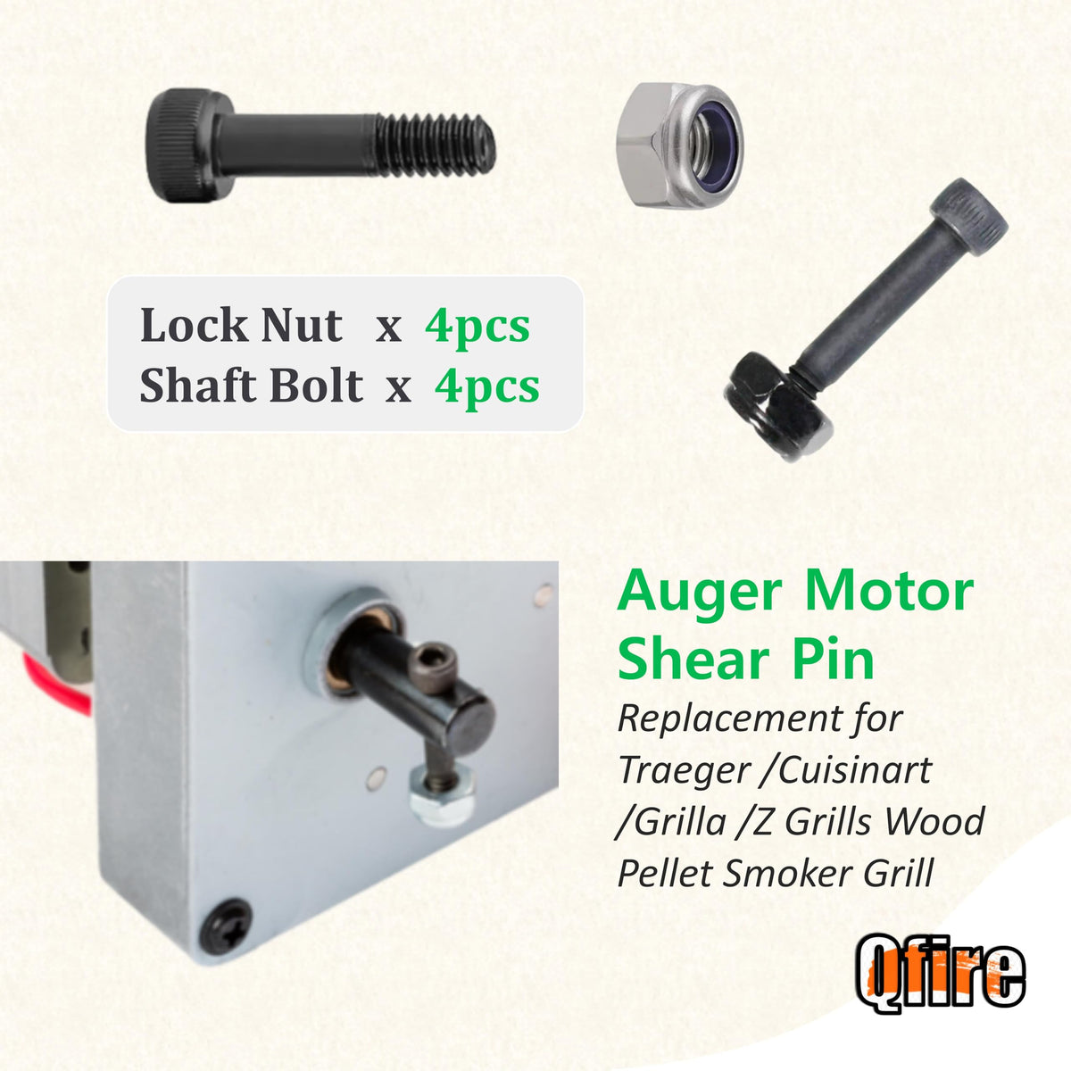 Qfire shear-pin replacement pack, four pins to keep auger aligned and reliable
