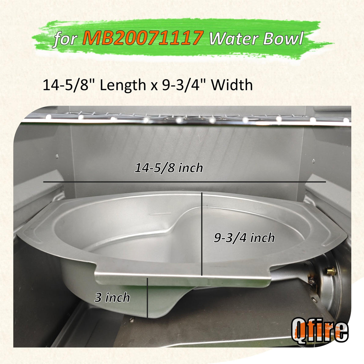 Qfire water bowl side view showing shallow and deep sections for flexibility