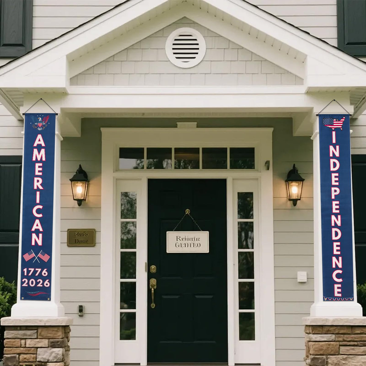 QGWJEKUI 250th anniversary banner with American eagle, ideal for porch display