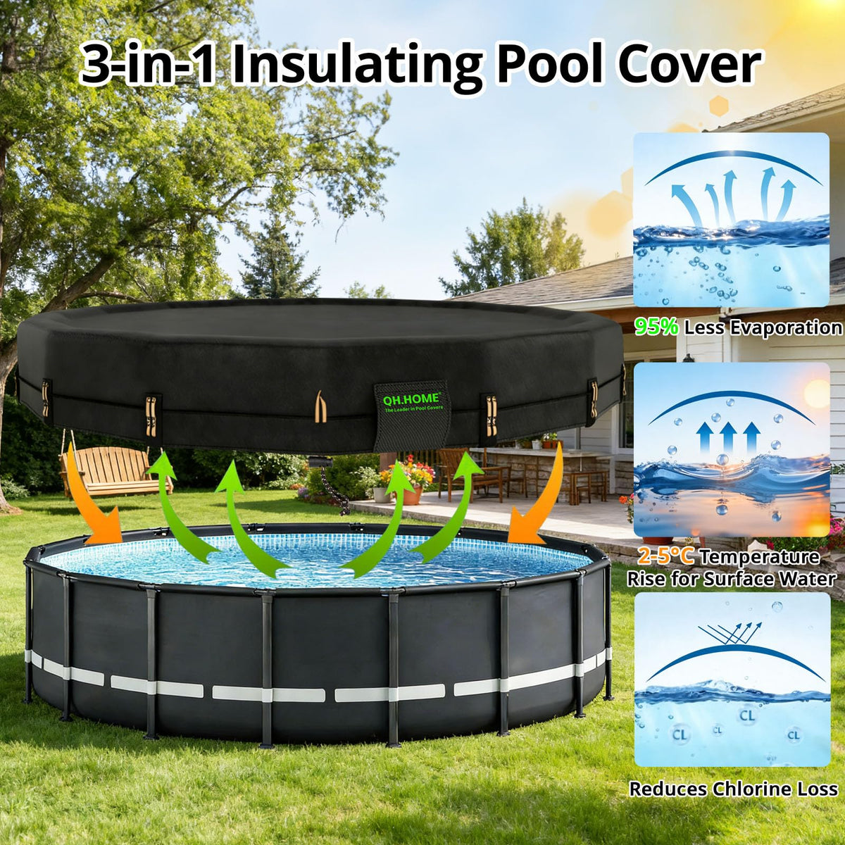 QH.HOME solar heating helps maintain comfortable pool temperature