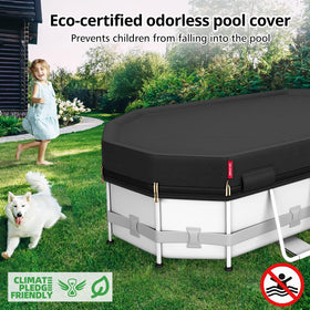 QH.HOME 10x16 ft Oval Pool Cover - Super Windproof, Solar Heating & Easy Install