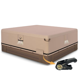 QH.HOME IP65 waterproof hot tub cover protects spa from rain and debris.