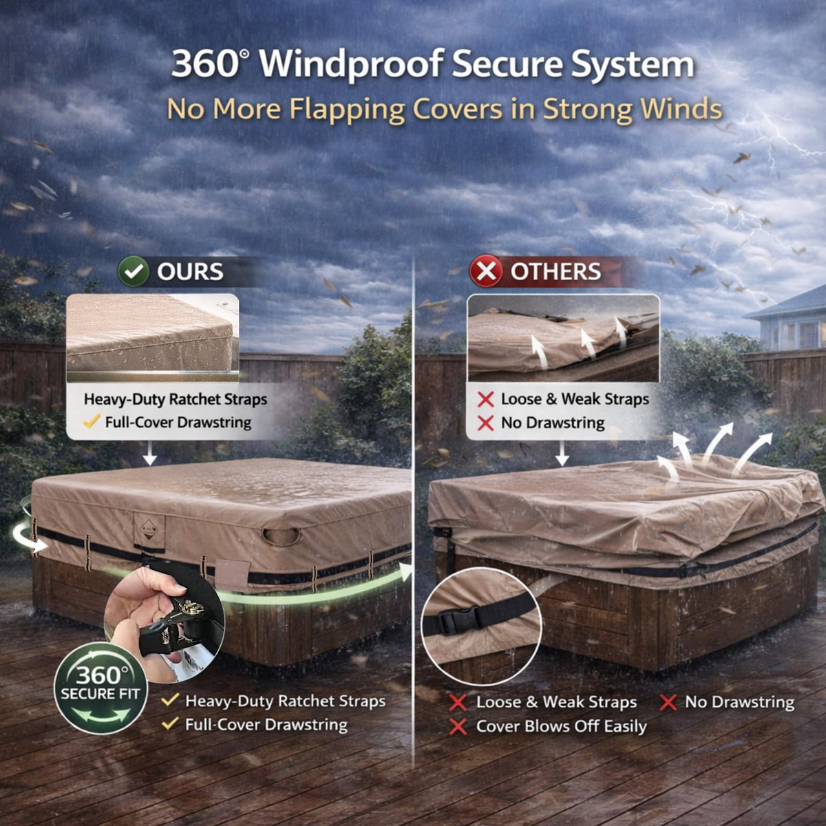 QH.HOME measurement-friendly design guides an accurate fit for rectangular spas.