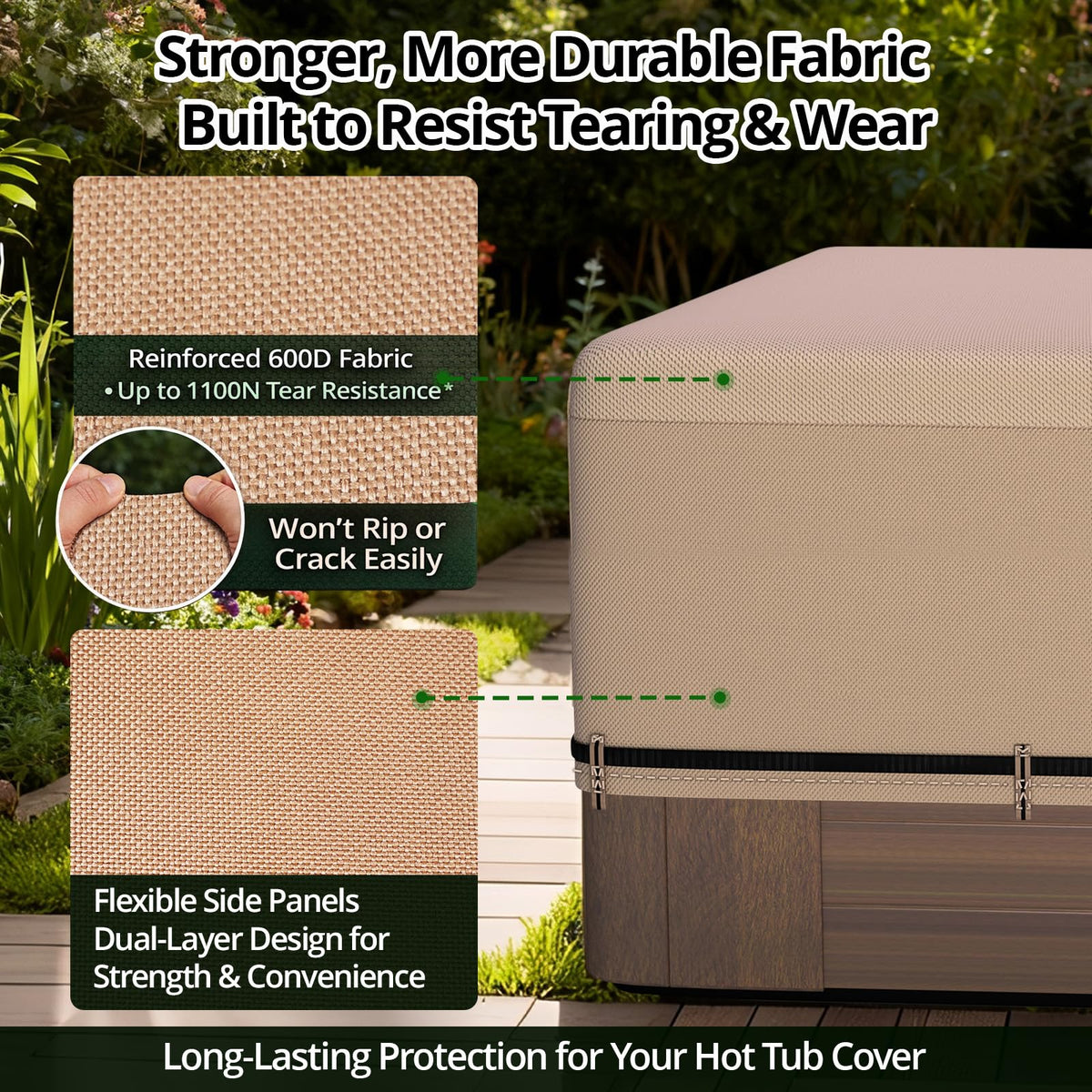 QH.HOME upgraded air vent design reduces moisture buildup under cover.