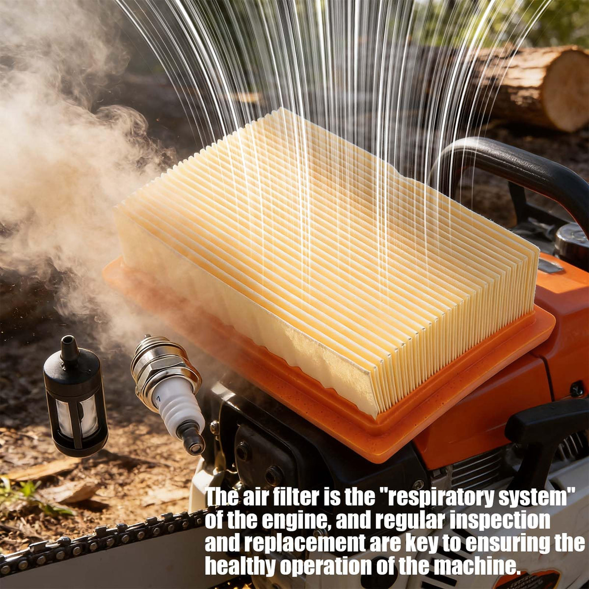 QHALEN air filter for BR340 in close-up, supports clean air intake.