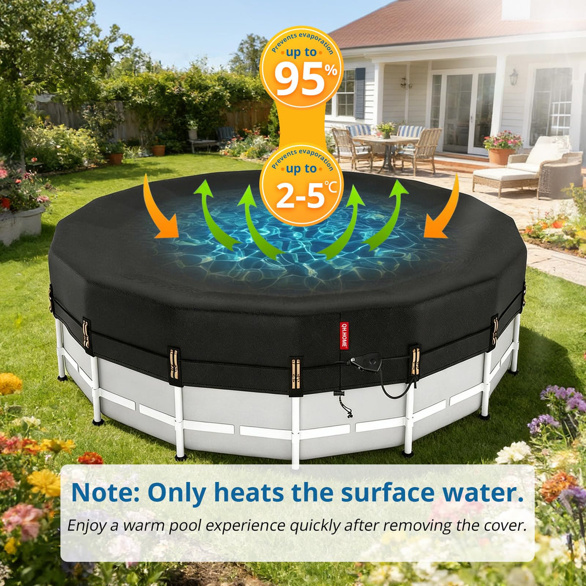 QH.HOME snug-fit design works with most 20ft round pools