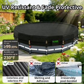 QH.HOME 550D round pool cover quick-install with Velcro straps