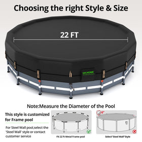 QH.HOME 550D round pool cover with windproof winch in action