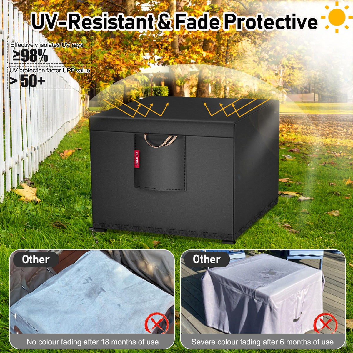 QH.HOME adjustable drawstring and toggles secure the cover during gusts.