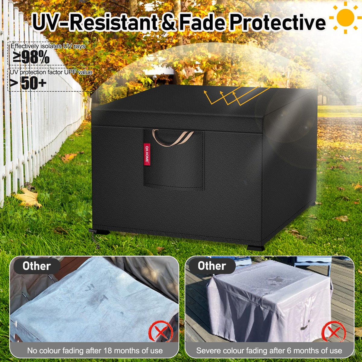 QH.HOME adjustable drawstring keeps cover secure on windy days.