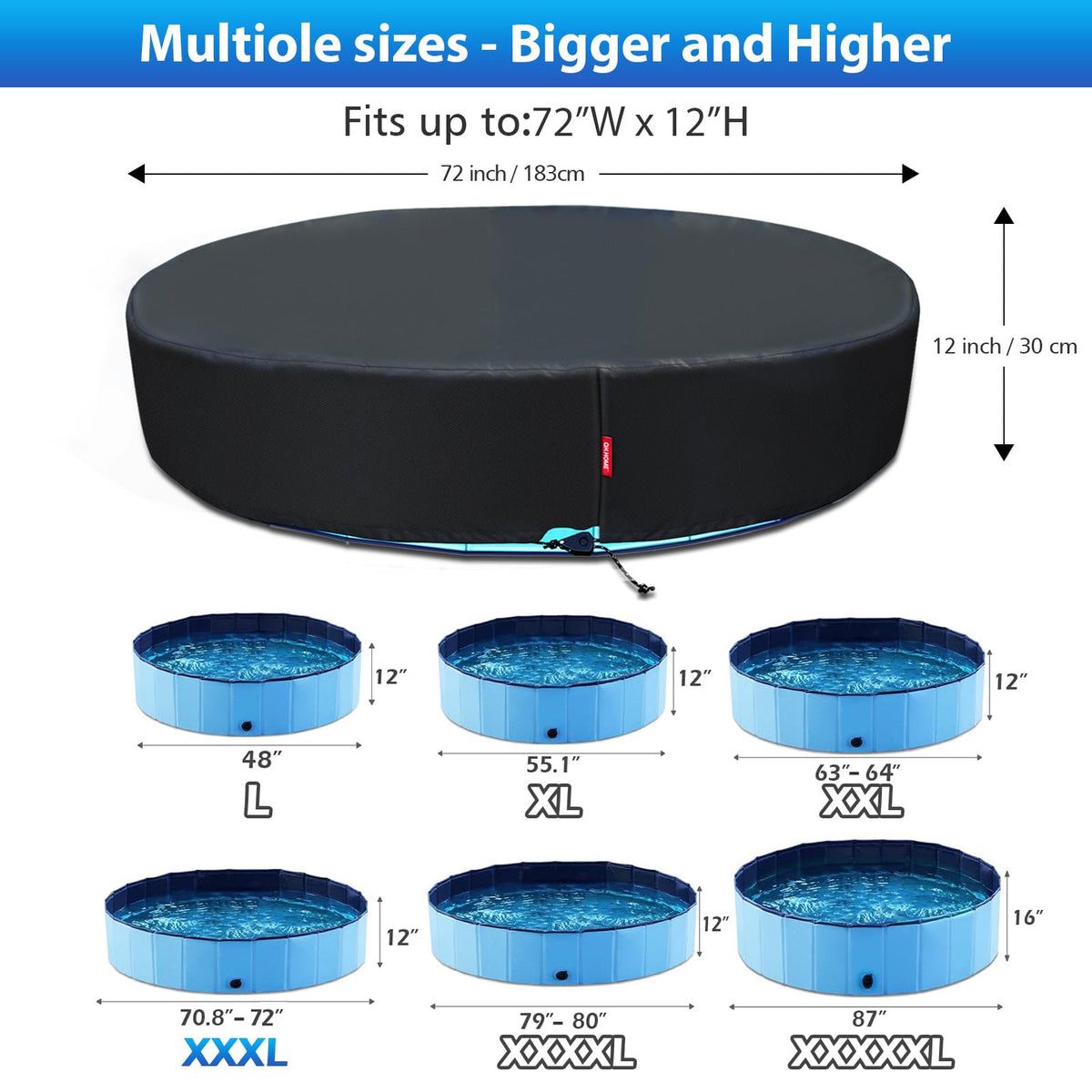 QH.HOME collapsible dog pool cover with ratchet design for a snug, storm-ready fit