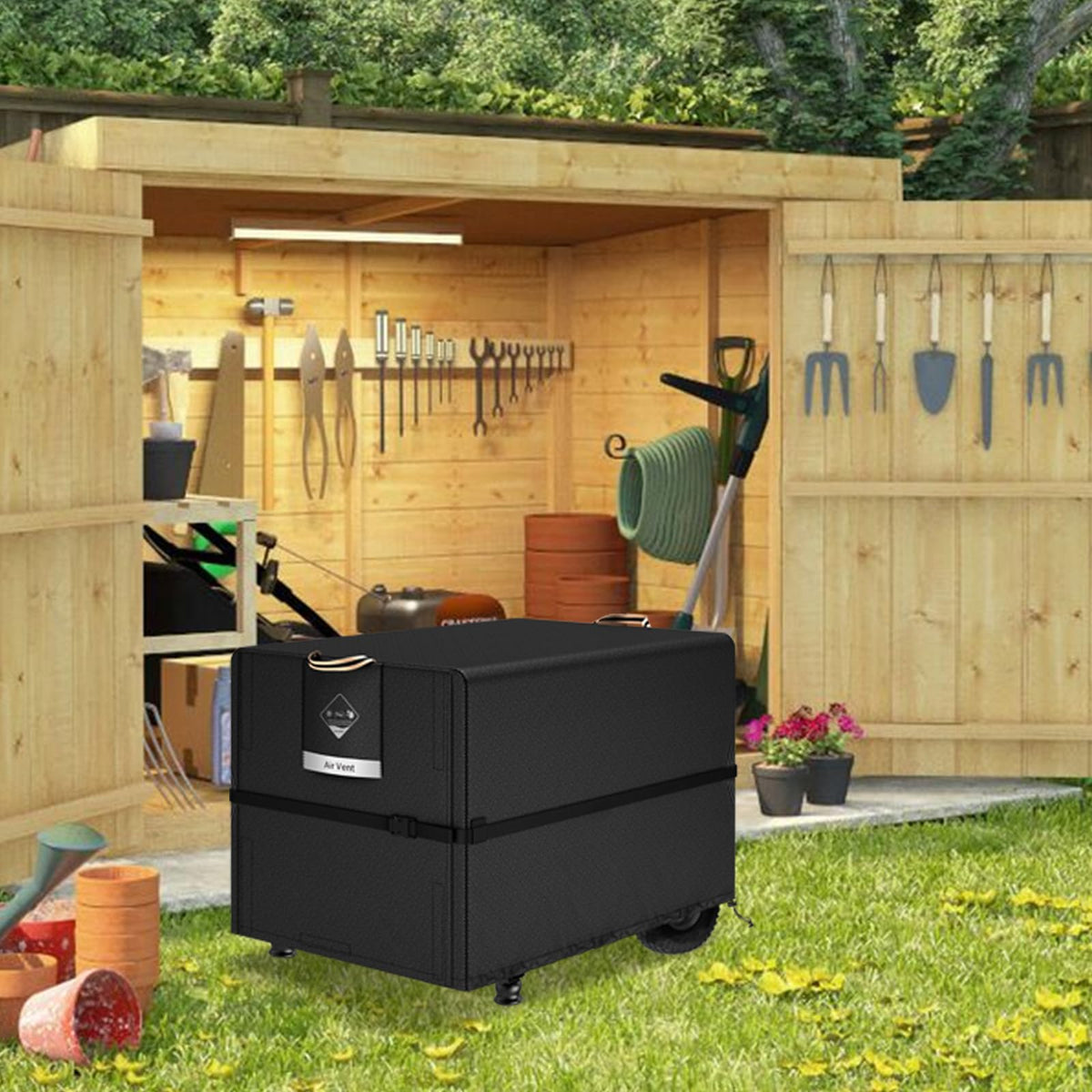 QH.HOME dark-black color blends with outdoor gear for discreet storage