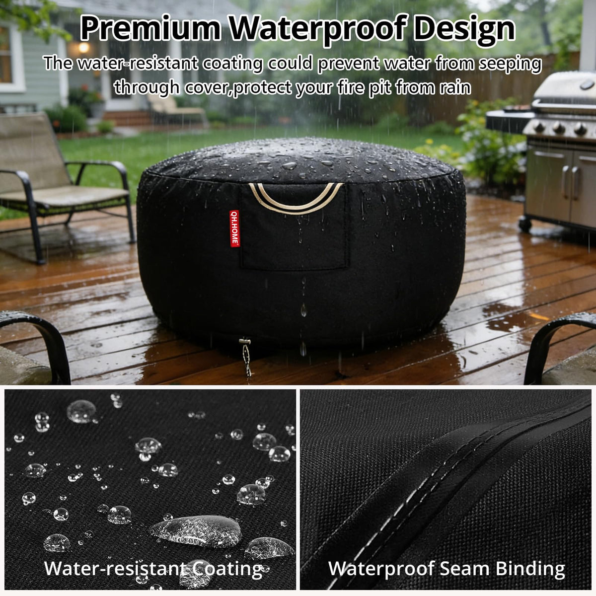 QH.HOME adjustable drawstring keeps the cover snug on windy days.