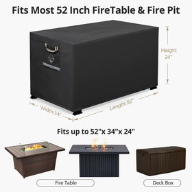 QH.HOME gas fire pit cover rectangular material close-up 600D shows durability
