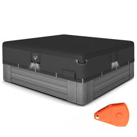 QH.HOME hot tub cover 85x85 front view showing snug weather-ready fit