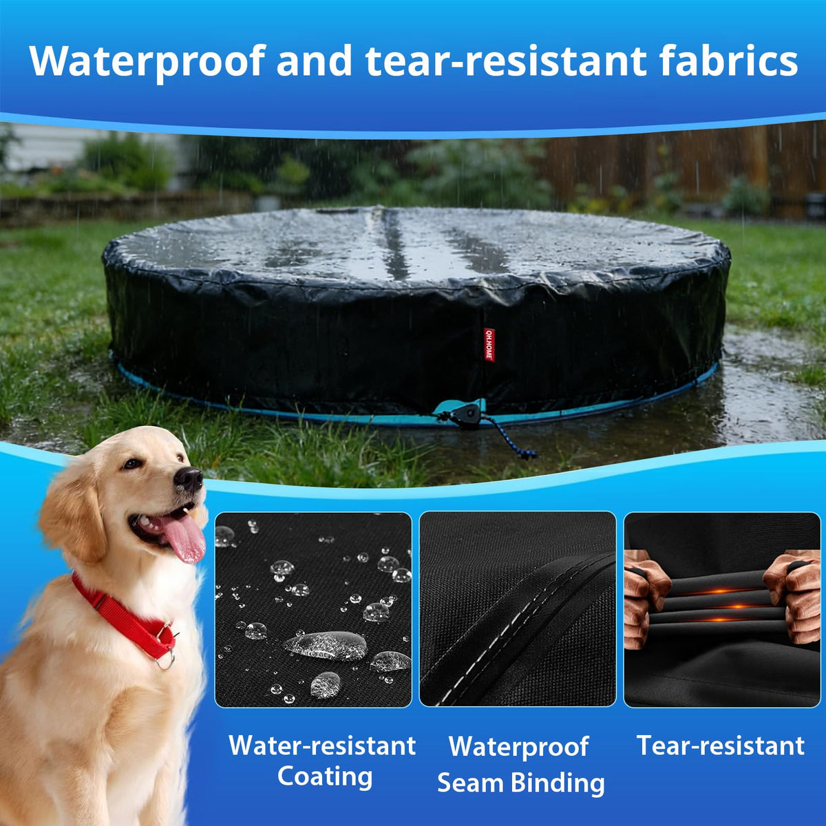 QH.HOME odorless PU fabric pool cover safe for kids and pets