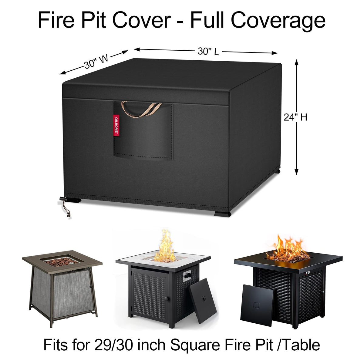 QH.HOME square-fit 29-30inch cover provides snug protection against wind.