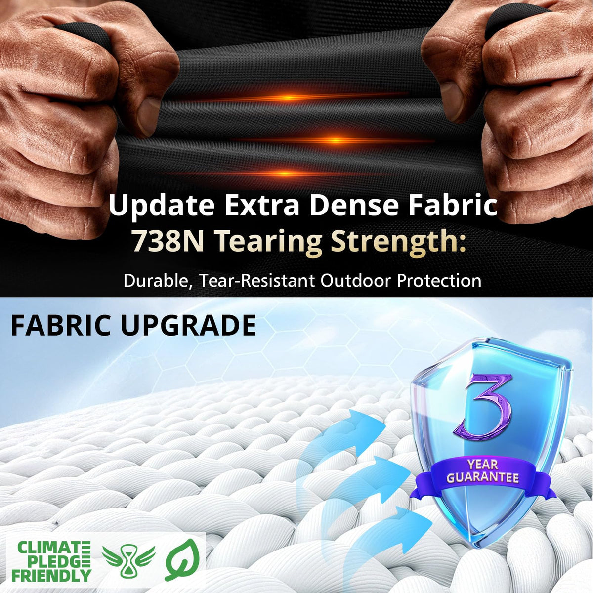 QH.HOME tear-resistant stitching ensures durable outdoor cover.