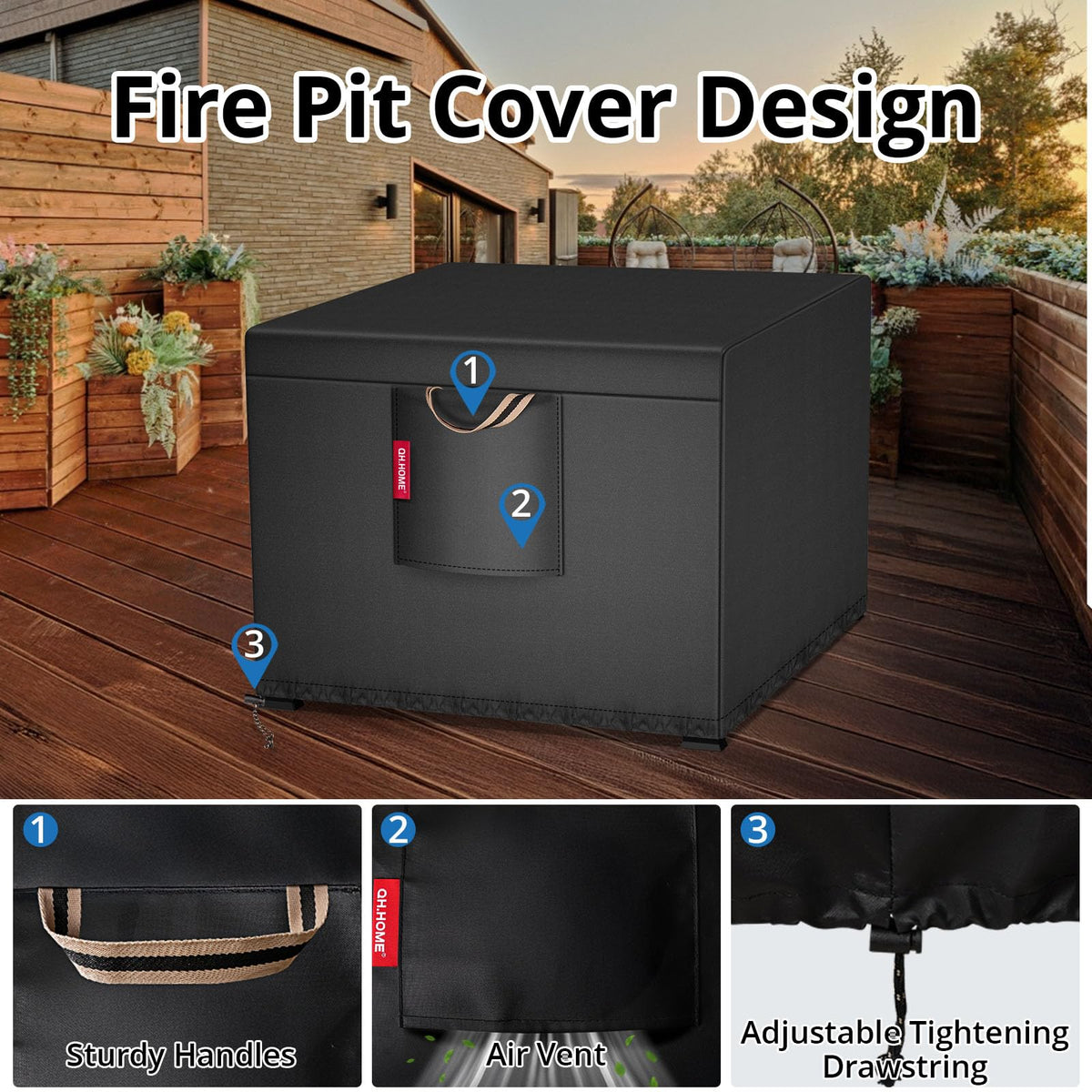 QH.HOME vented design promotes airflow to prevent moisture buildup inside the cover.