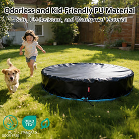 QH.HOME waterproof debris-blocking layer demonstration on pool cover.