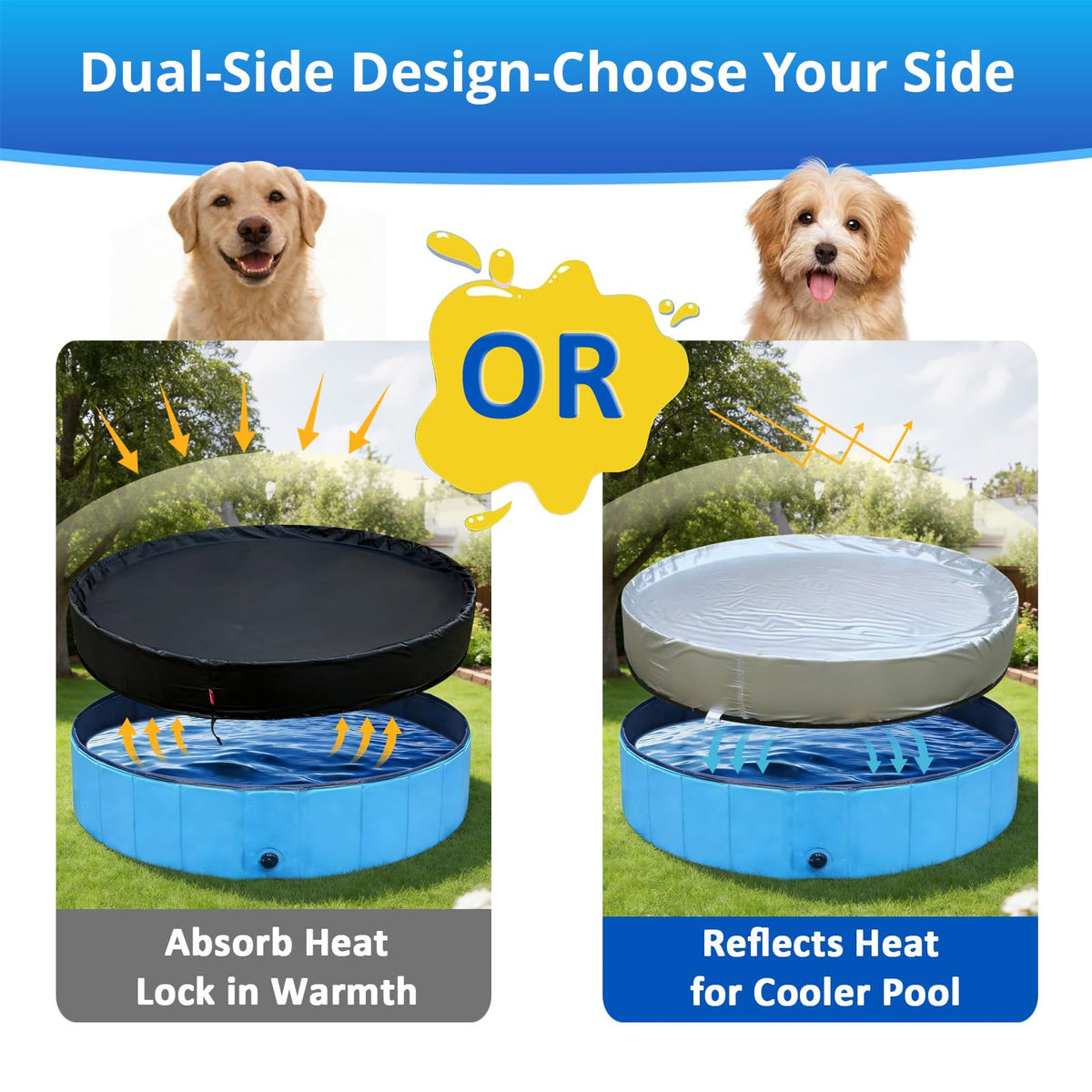QH.HOME dual-sided design with black PU and silver reflective side for seasonal use.