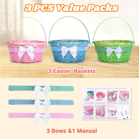 Q.Hou Easter basket green with bow lightweight and easy to carry.