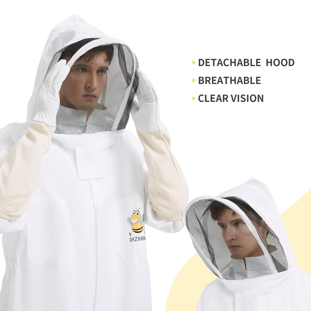 QHZHANG Bee Suit elastic bands and gloves ensure snug fit