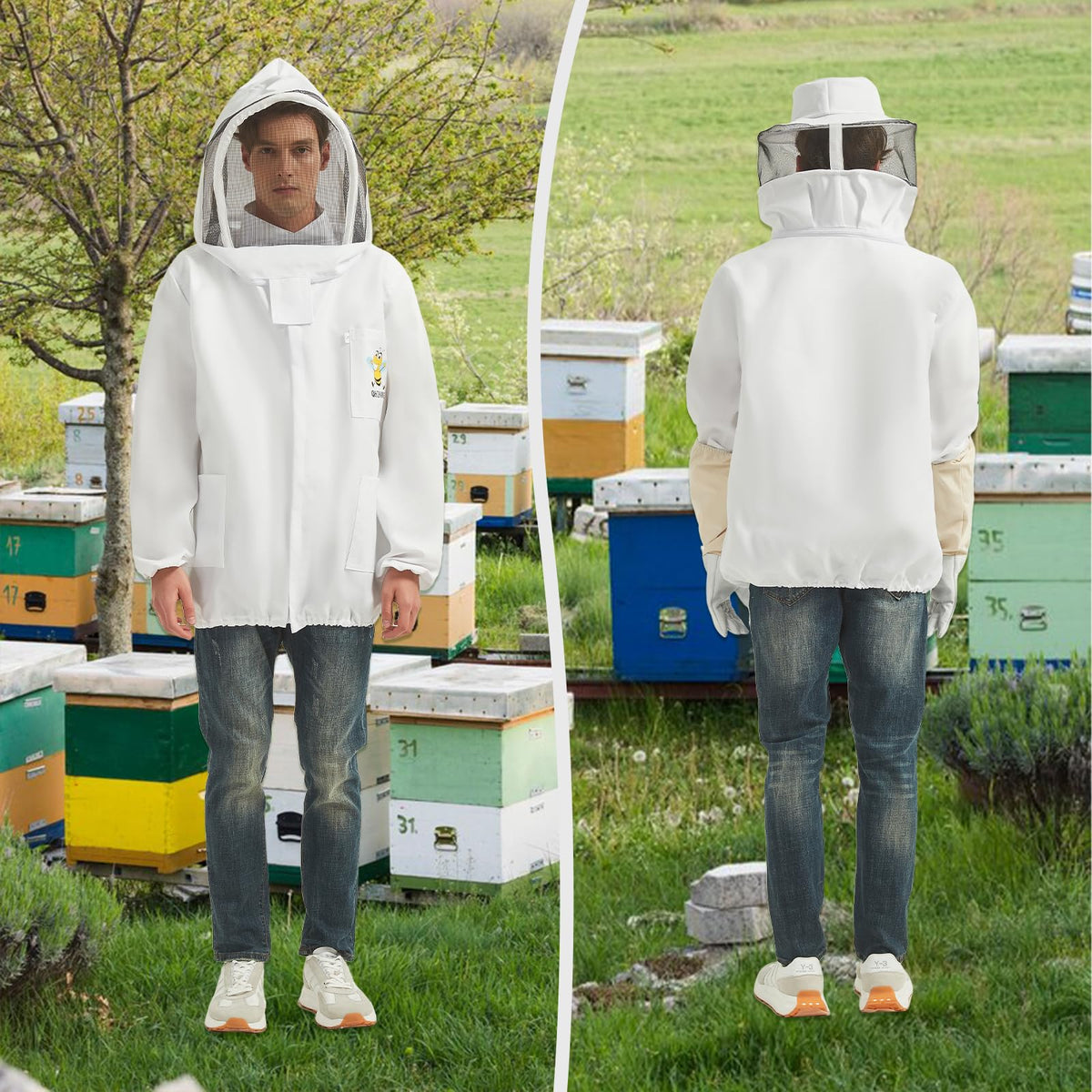 QHZHANG Bee Suit XL round veil guarding the face with clear visibility