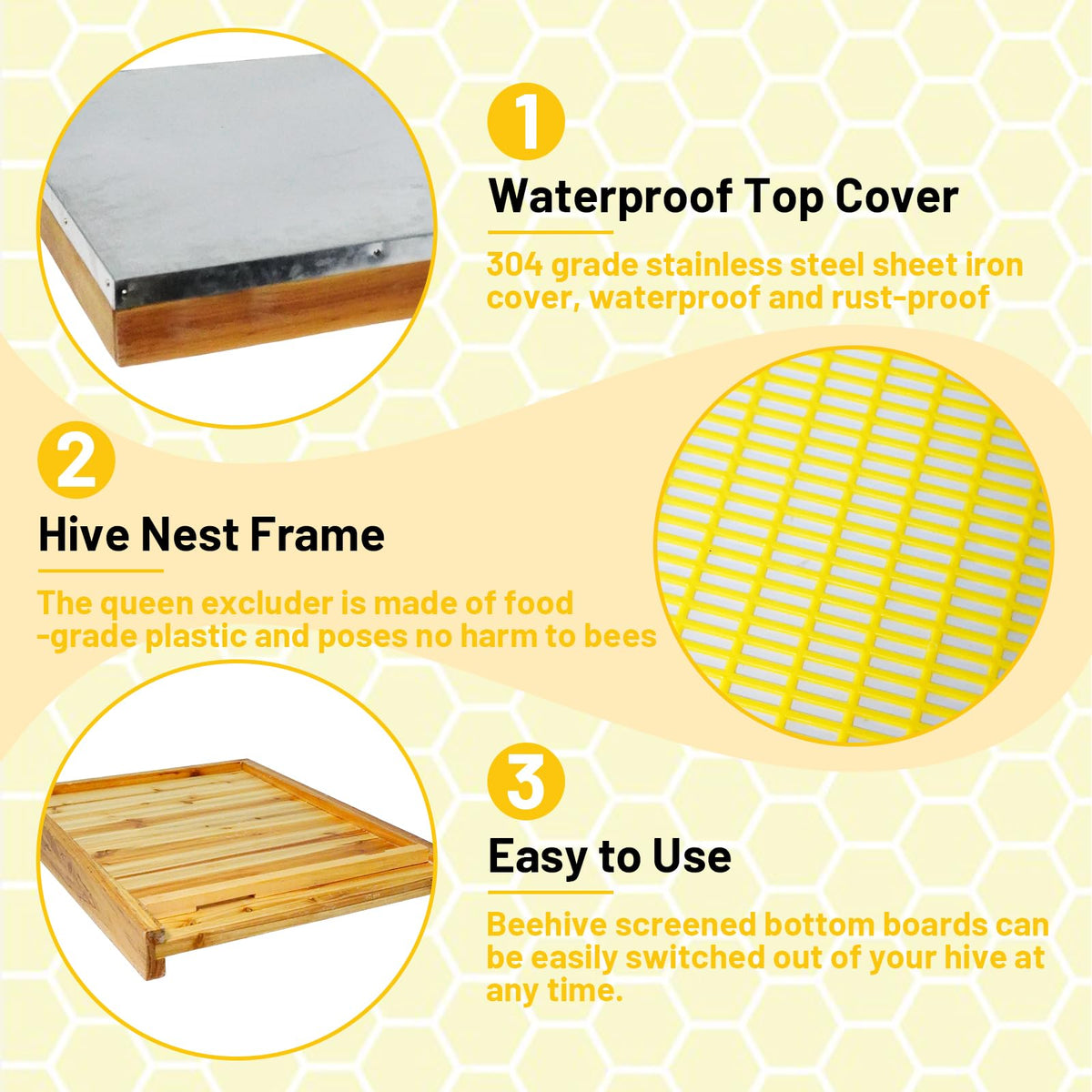 QHZHANG bottom board provides a sturdy base for easy hive management